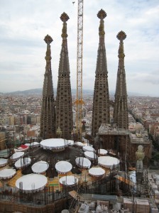 View from the top of one of the spires, looking to spires on other side