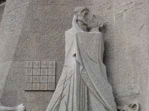 Close-up of Judas betray with a kiss sculpture 