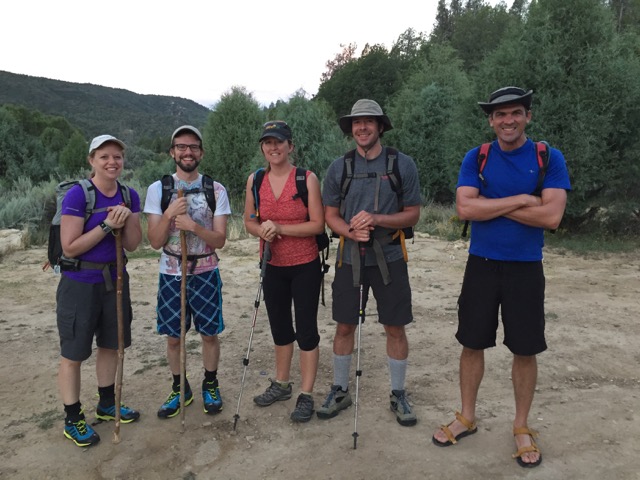Diane, Alberto, Chrissy, Sam and Adam embark on the Virgin River Narrows hike.
