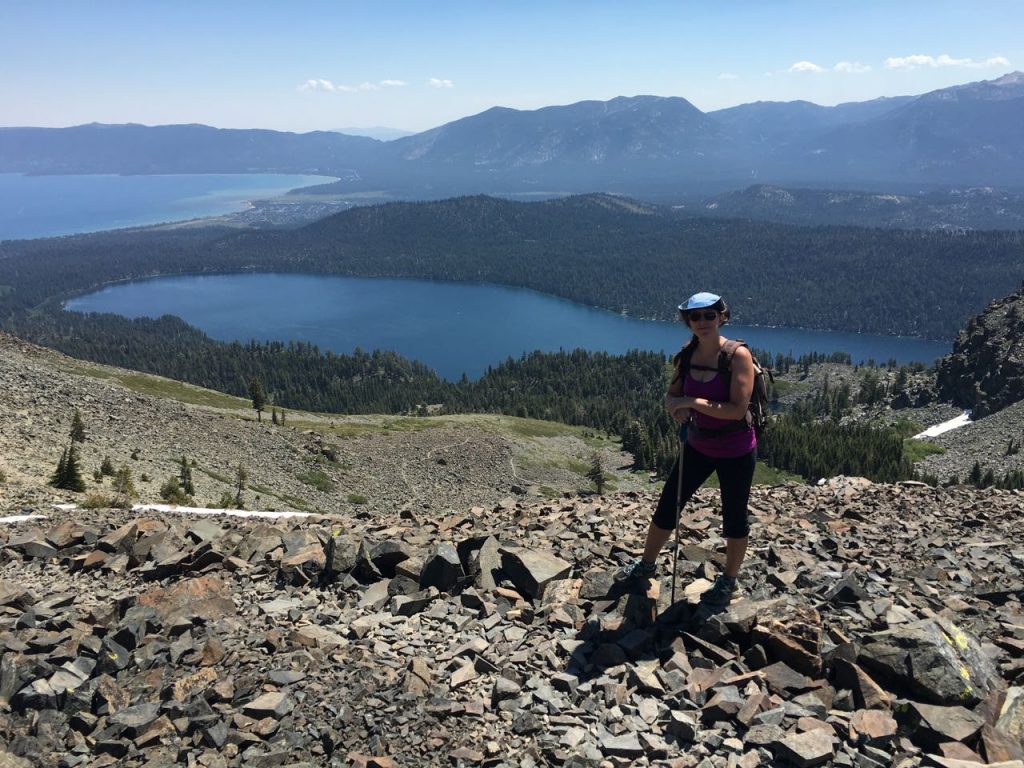 It is hard to see it, but this rock-strewn hill is the hardest section of the trail.
