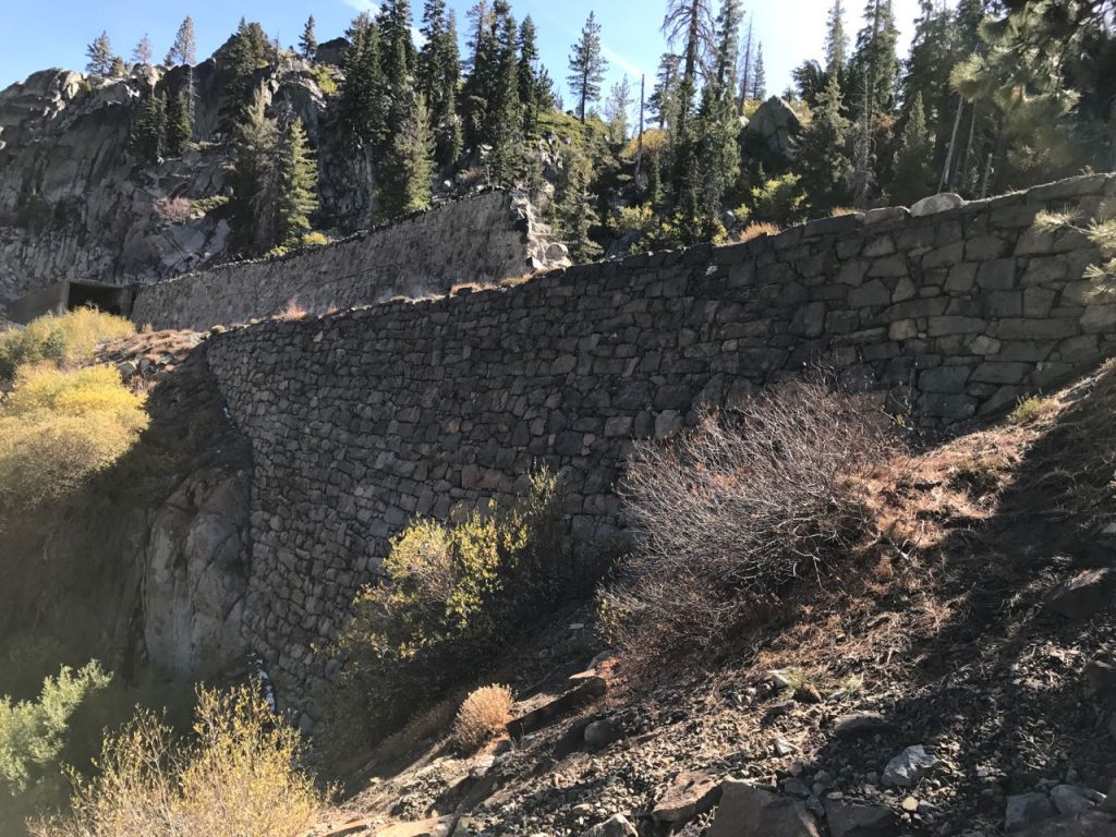 The "China Wall," built by Chinese laborers as part of the trans-Sierra railway.