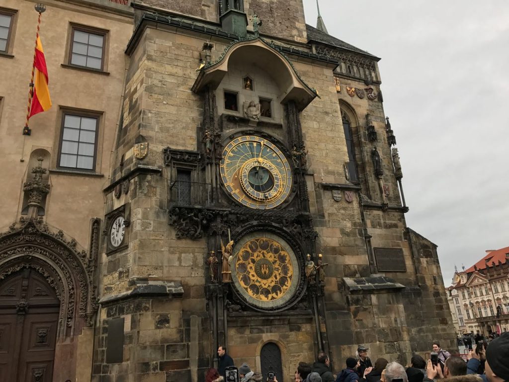 Astronomical clock in Prague's main Old Town square, built in 1410