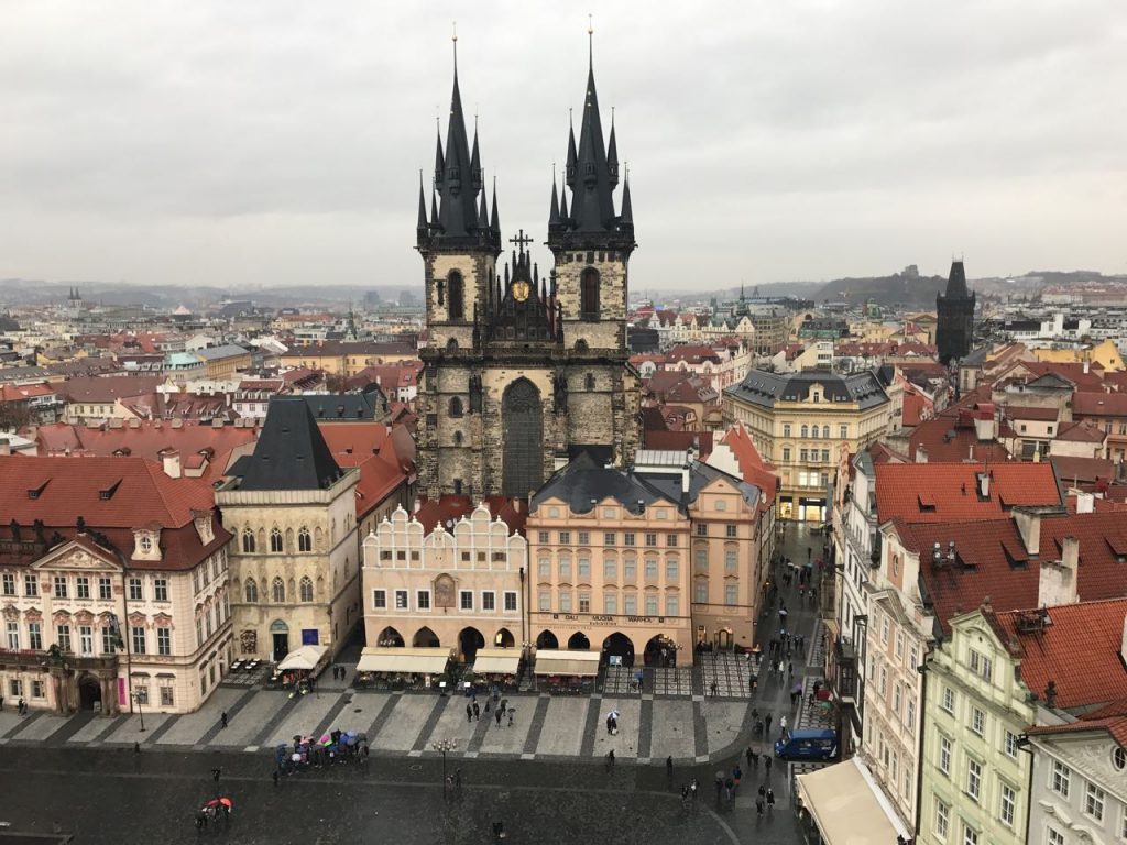 Tyn cathedral, taken from the top of the clock tower