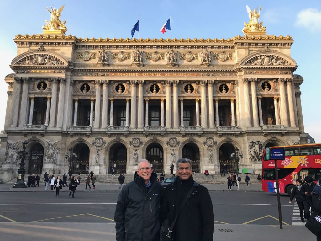 Paris and colleague Olivier Oloa at the Paris Opera House.