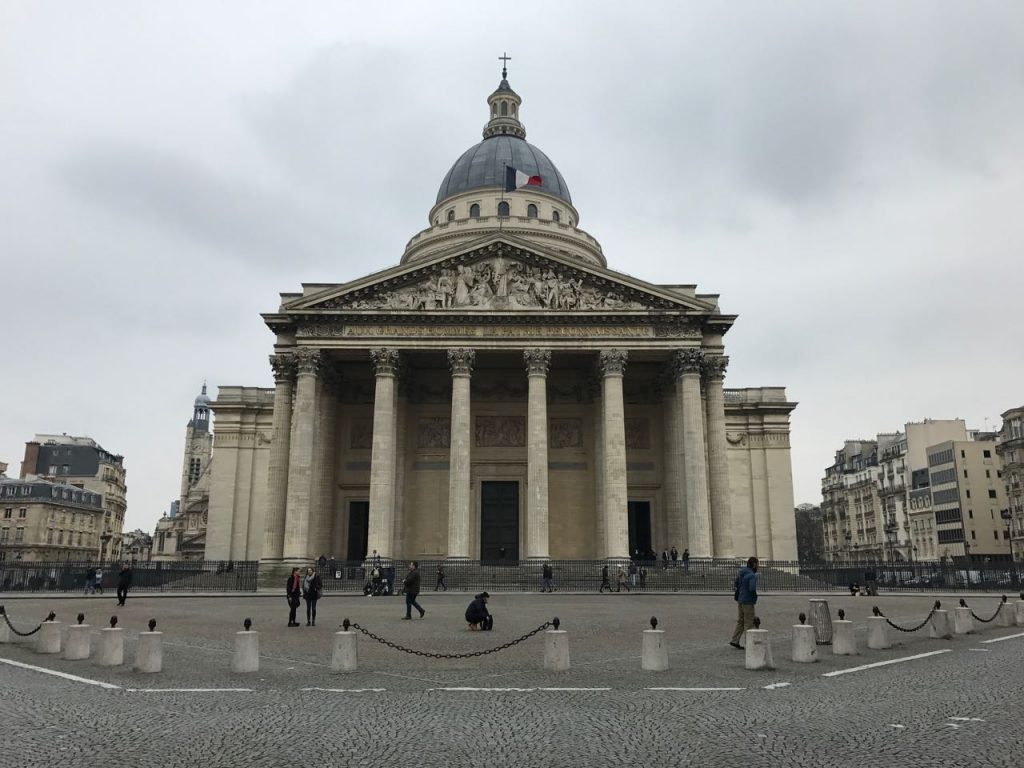 This is the Pantheon, where numerous French notables are buried -- Voltaire, Rousseau, Victor Hugo, etc.