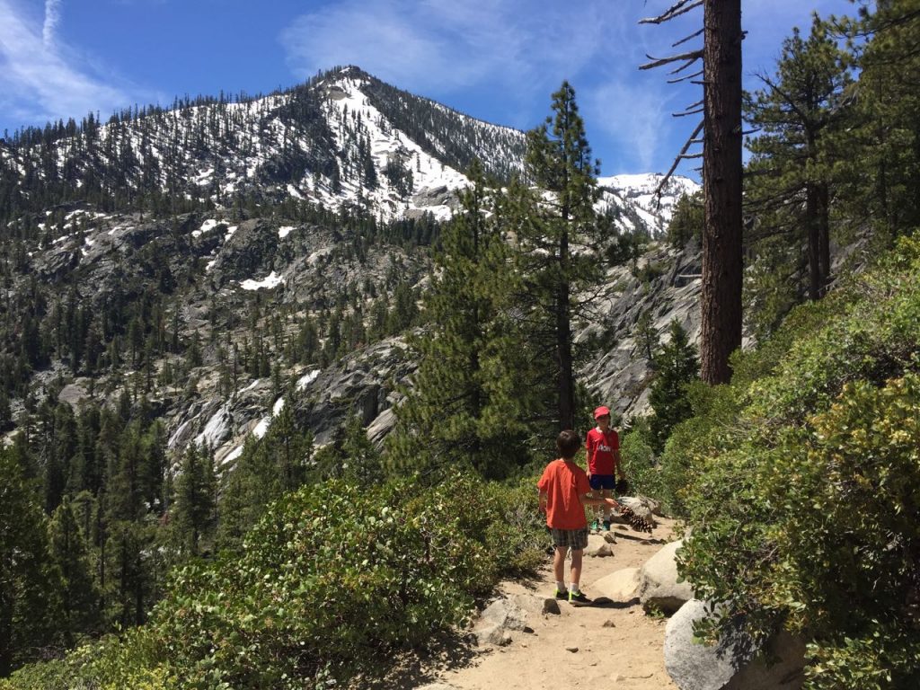 Holland and Beckett on the trail to Cascade Falls.