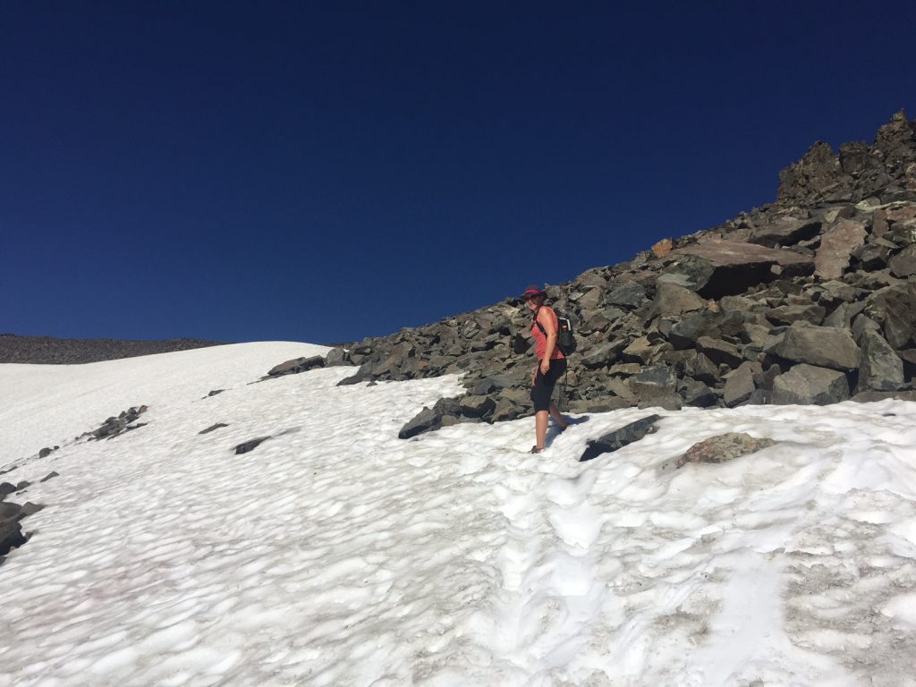 More snow -- must scramble on boulders for 400 feet